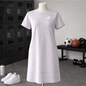 Nike Women's Sweatshirt Dress Med Straight Fit Short Sleeve Crew Neck Athletic